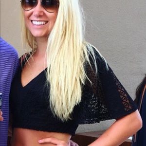 Black crochet crop top